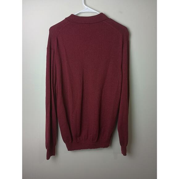 Vtg Men's Merino Wool Maroon Polo Collar Sweater Jos A Bank Office Size XXL - Picture 3 of 3